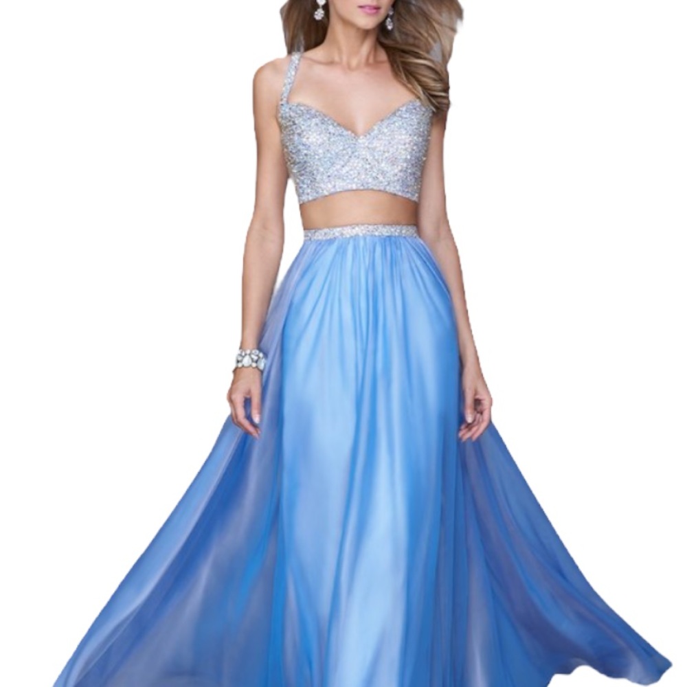 🆕 La Femme Two Piece Periwinkle Embellished Gown - Size 4
